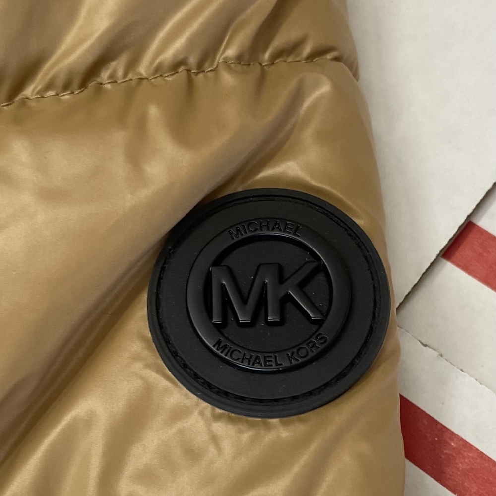 Michael Kors Dark Camel MK Puffer Jacket Belted Designer Coat S - 3X - Picture 8 of 15